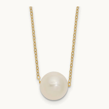 10- White Semi-Round Freshwater Cultured Pearl 17 in Cable Necklace, 11mm, 14K
