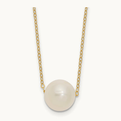 10- White Semi-Round Freshwater Cultured Pearl 17 in Cable Necklace, 11mm, 14K