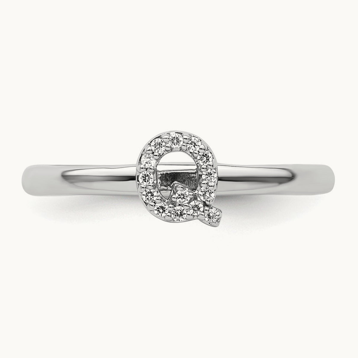Stackable Diamond Ring — 14K White Gold, Q