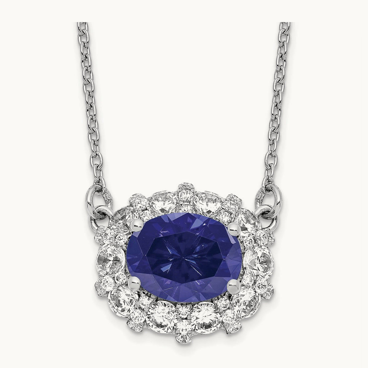 Created Sapphire Necklace, 1.00 ct tw Lab-Grown Diamond