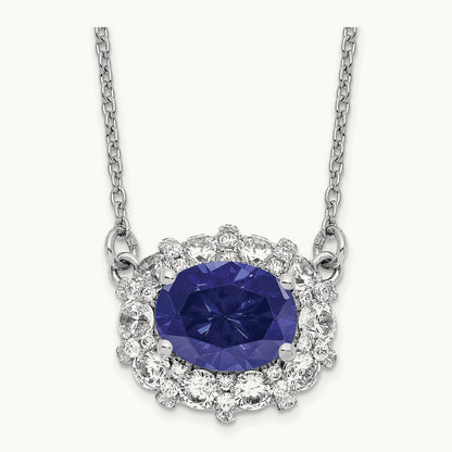 Created Sapphire Necklace, 1.00 ct tw Lab-Grown Diamond