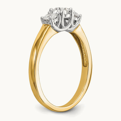 Two-Tone Basket 3 Stone Engagement Ring — 14K Two-Tone, VS/SI (Great), 7