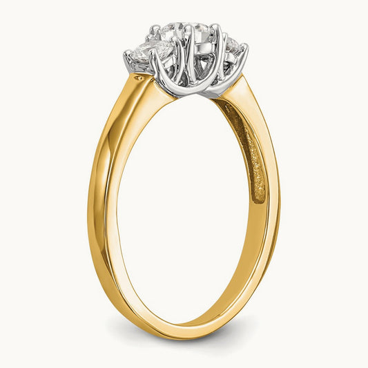 Two-Tone Basket 3 Stone Engagement Ring — 14K Two-Tone, VS/SI (Great), 7