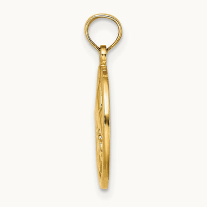 Fleur de Lis on Oval Disc Charm, 14K