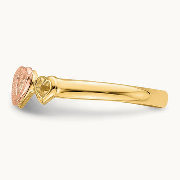 Hearts Ring, 14K Rose with Yellow Gold