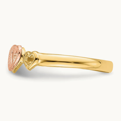 Hearts Ring, 14K Rose with Yellow Gold