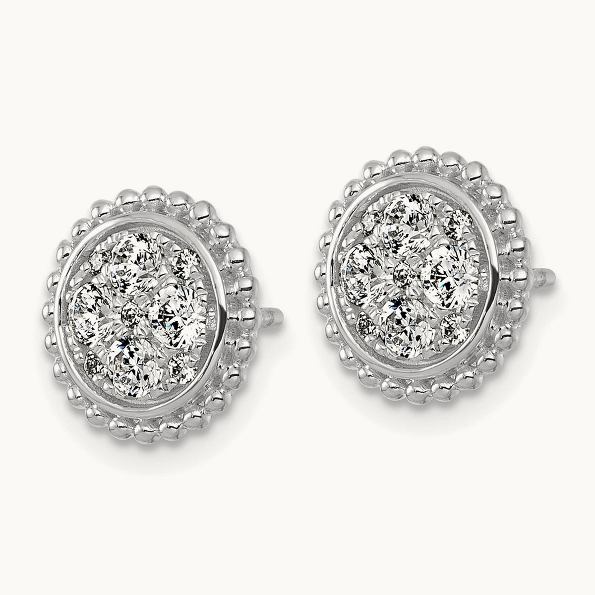 Cluster Post Earrings, 0.75 ct tw Lab-Grown Diamond — 14K White Gold