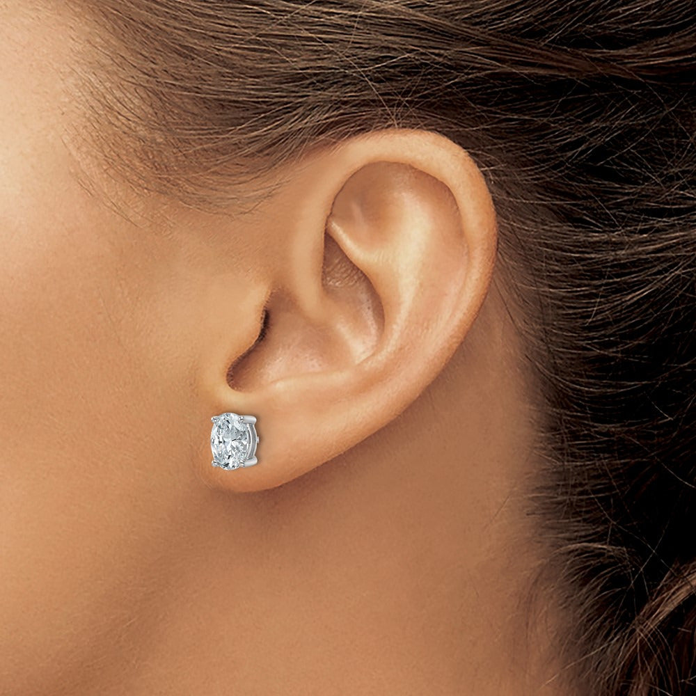 Oval Four-Prong Stud Earrings, 0.50-6.00 ct tw Lab-Grown Diamond — 2 ct, 14K White Gold
