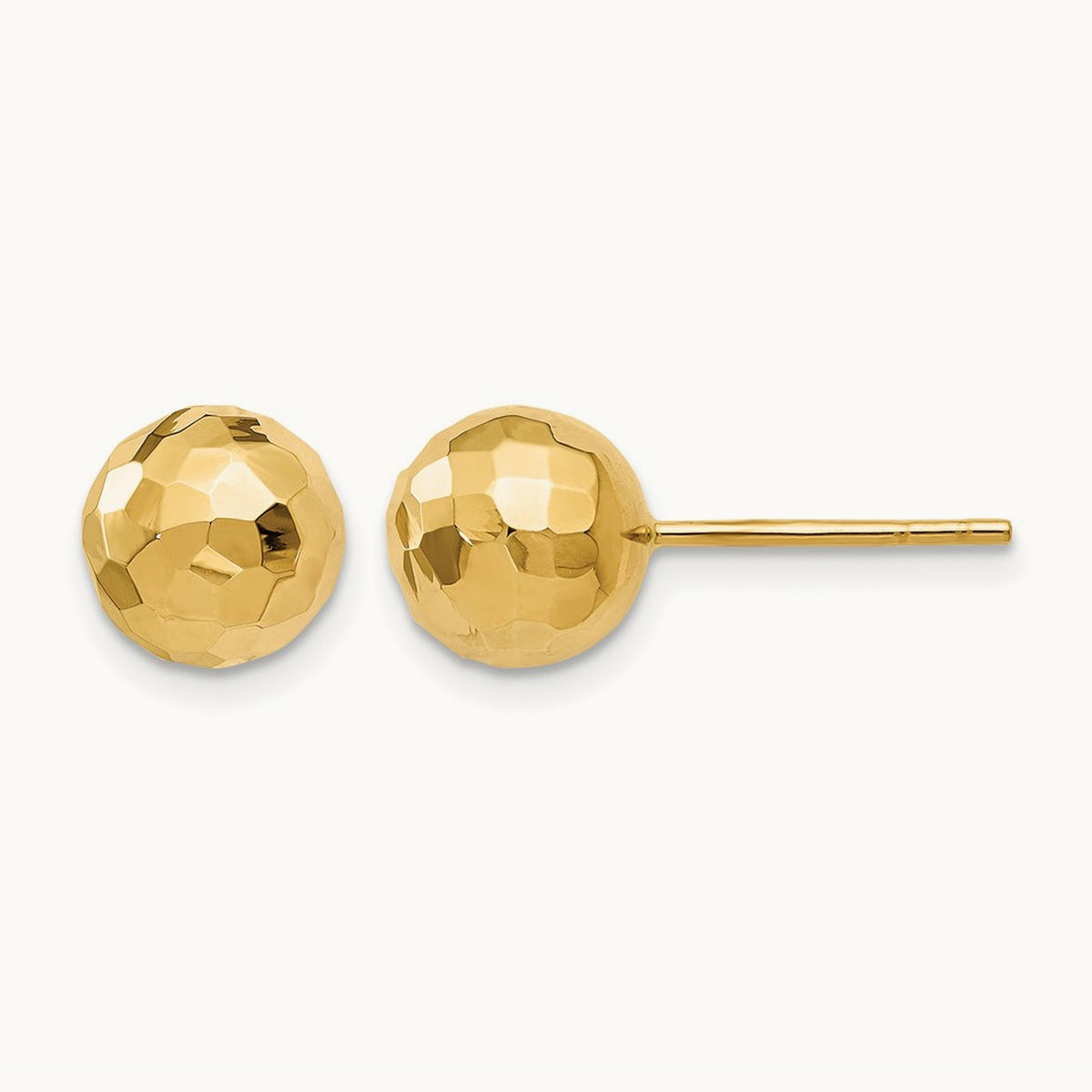 Polished Faceted Post Earrings — 10K Yellow Gold