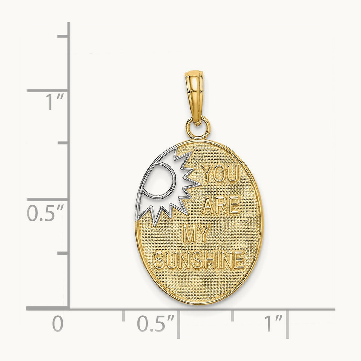 w/Rhodium YOU ARE MY SUNSHINE Cut-out Sun Charm, 14K