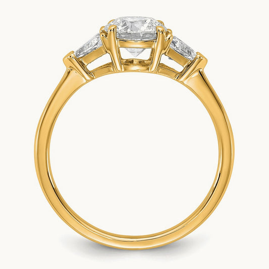 Round Semi-Mount 3 Stone Engagement Ring, 0.50-1.00 ct tw Lab-Grown Diamond — 1/2 ct, 14K Yellow Gold