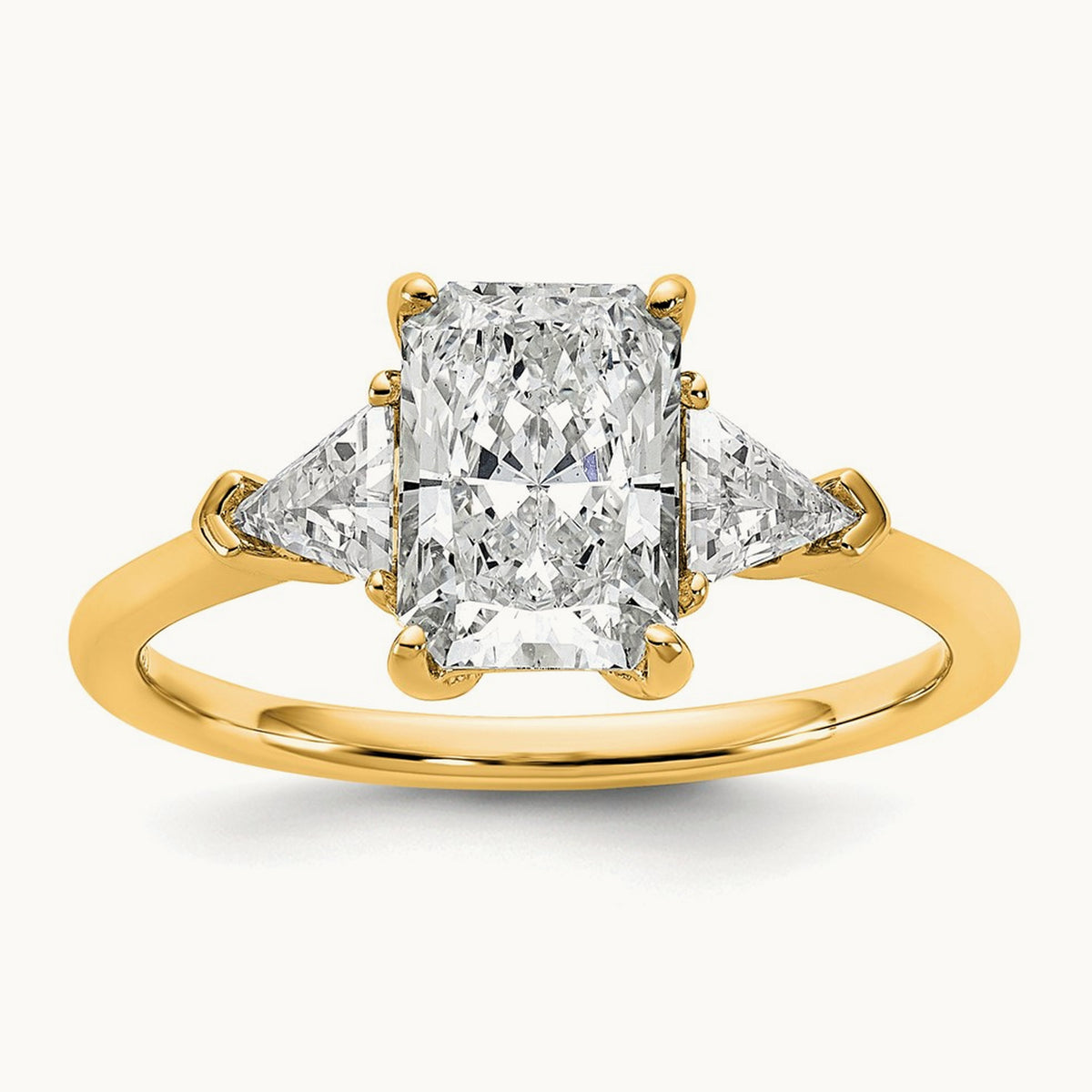 Radiant & Triangle Engagement Ring, 1.25-3.50 ct tw Lab-Grown Diamond — 2 ct, 14K Yellow Gold
