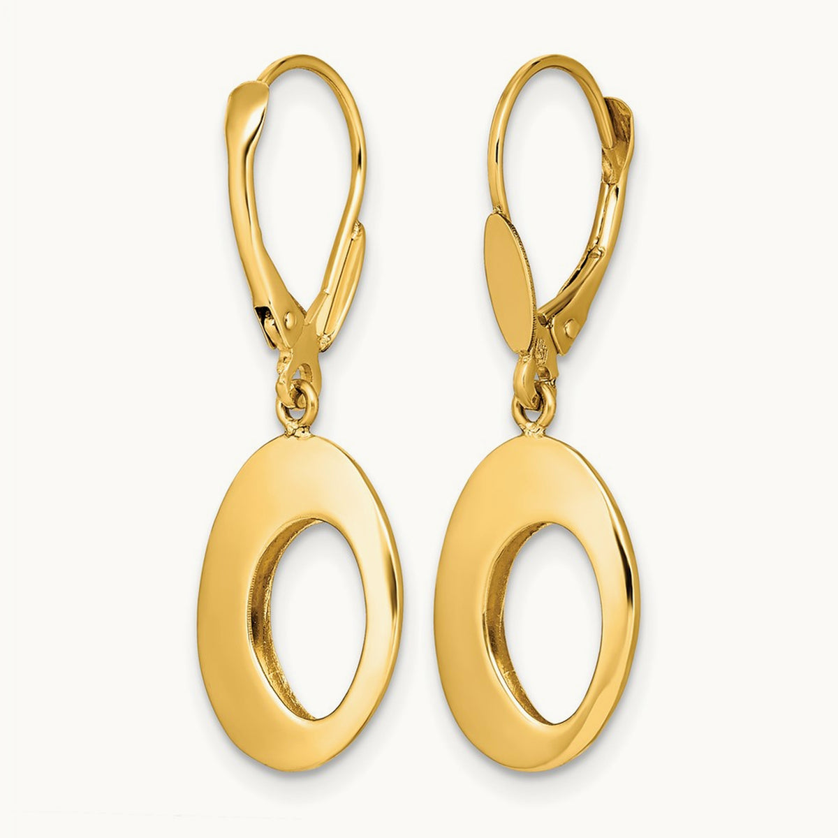 Polished Hollow Circles Leverback Earrings, 14K — Leslie's