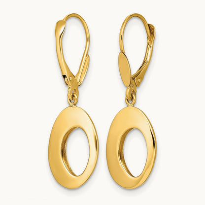Polished Hollow Circles Leverback Earrings, 14K — Leslie's