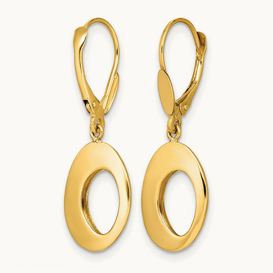 Polished Hollow Circles Leverback Earrings, 14K — Leslie's