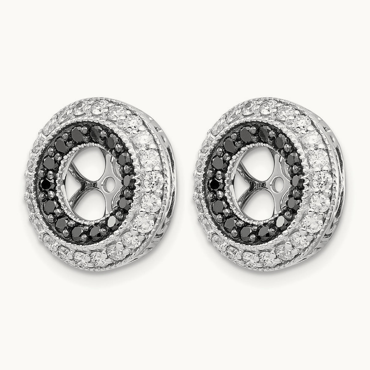 Black and White Diamond Earring Jackets, 14K White Gold