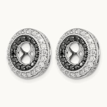 Black and White Diamond Earring Jackets, 14K White Gold