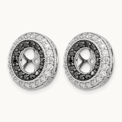 Black and White Diamond Earring Jackets, 14K White Gold