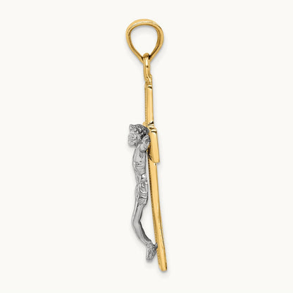 Crucifix Pendant, 14K Two-tone