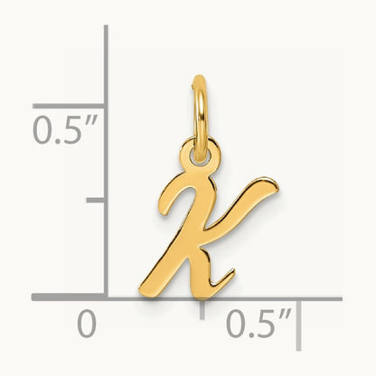 Small Script Letter K Initial Charm, 14K