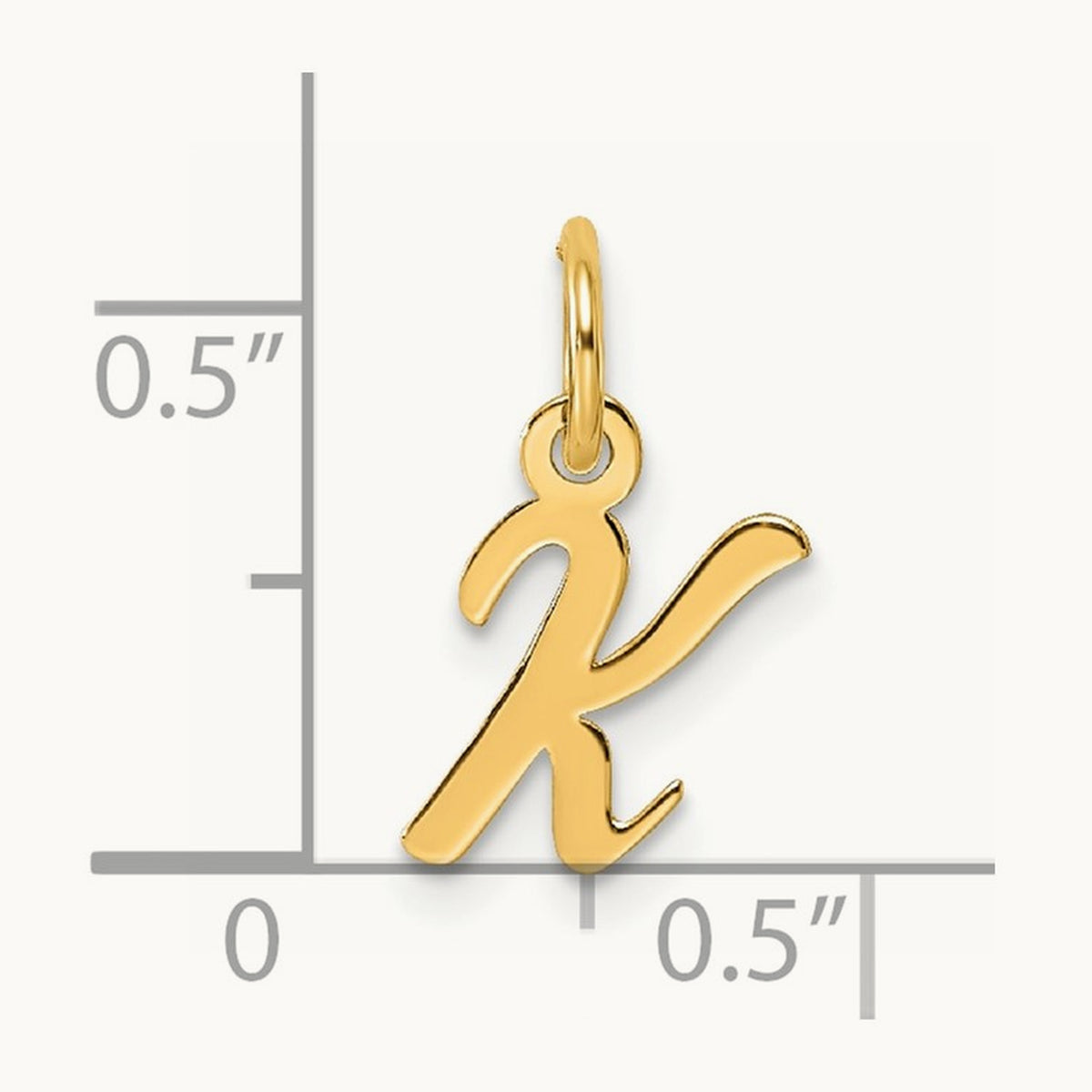 Small Script Letter K Initial Charm, 14K