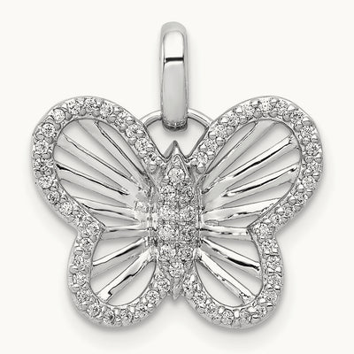 0.19ct Diamond Butterfly Pendant, 14K White Gold