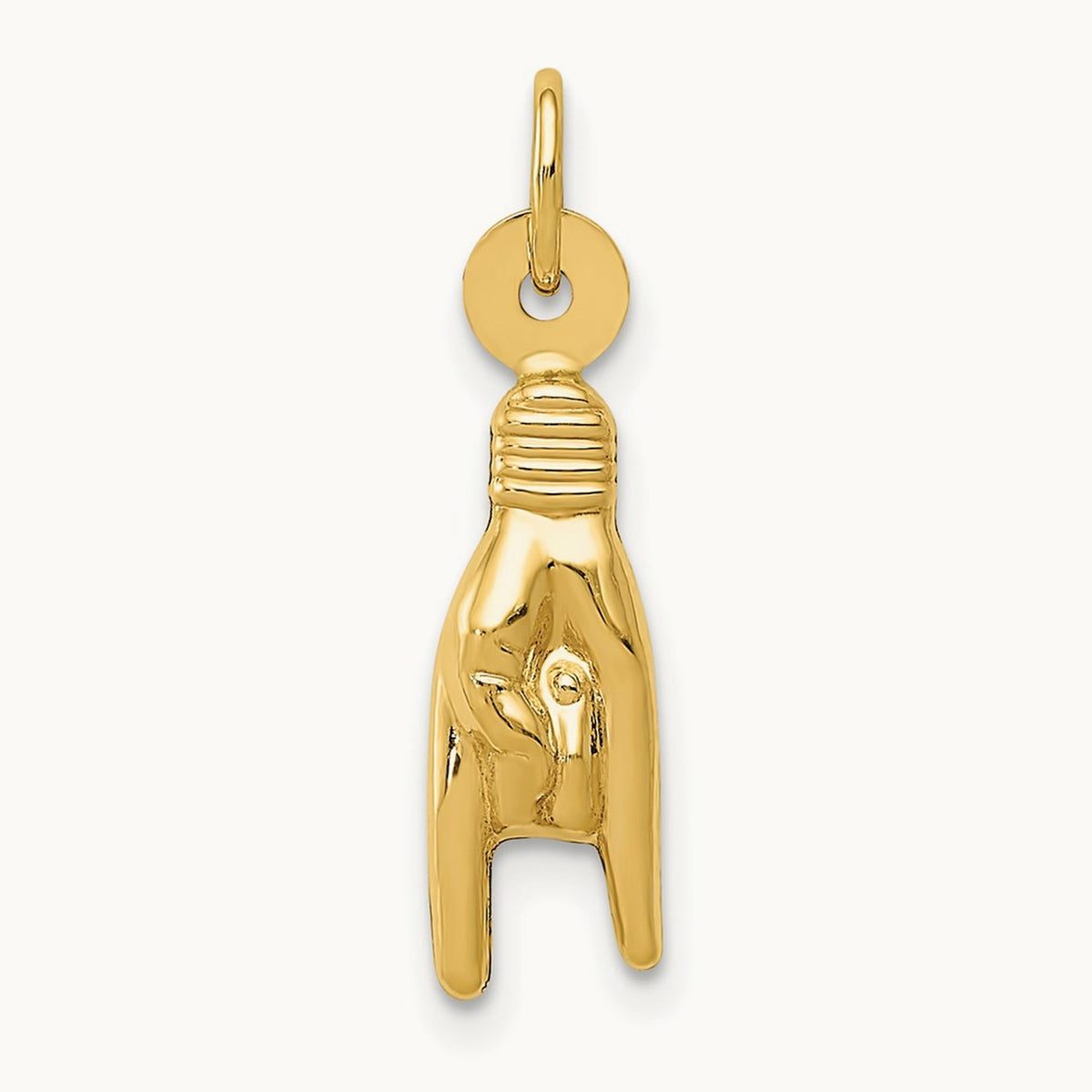 3D Rock On Sign Charm — 14K Yellow Gold