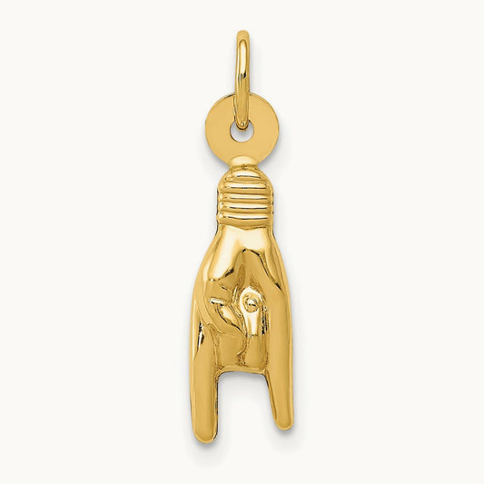 3D Rock On Sign Charm — 14K Yellow Gold