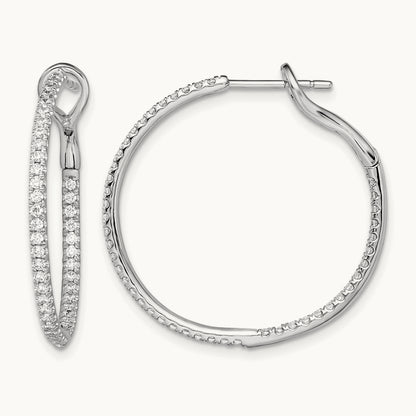 In/Out Hoop Earrings, 0.75-1.00 ct tw Lab-Grown Diamond — 3/4 ct, 14K White Gold