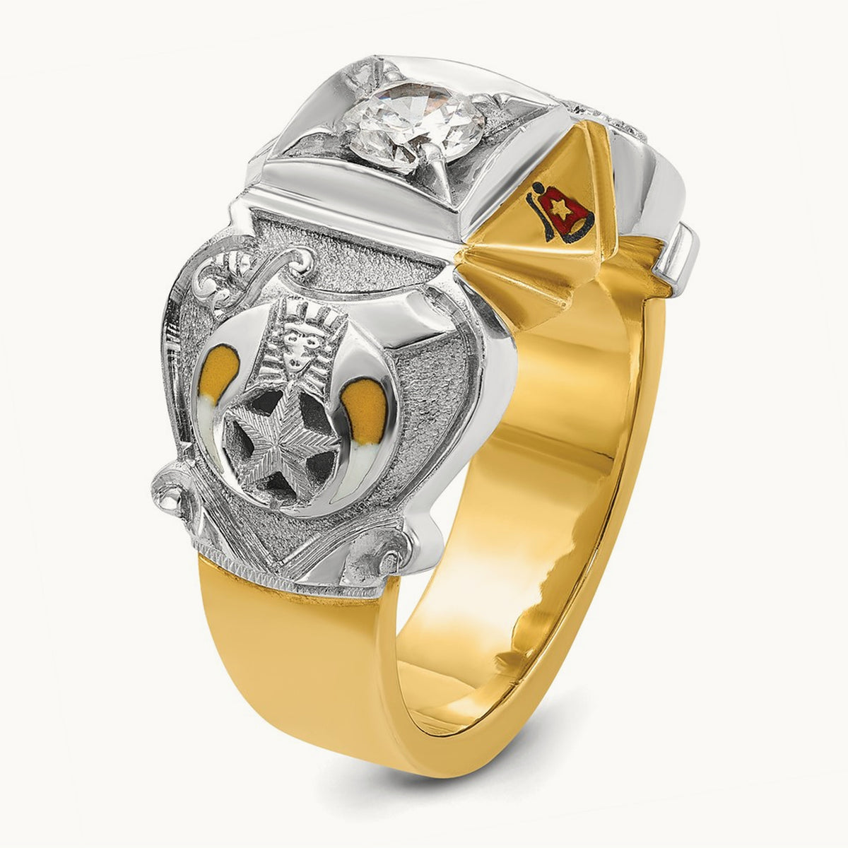 14ktt IBGoodman Men's Enameled & Dia Knights Templar Shriner's Ring