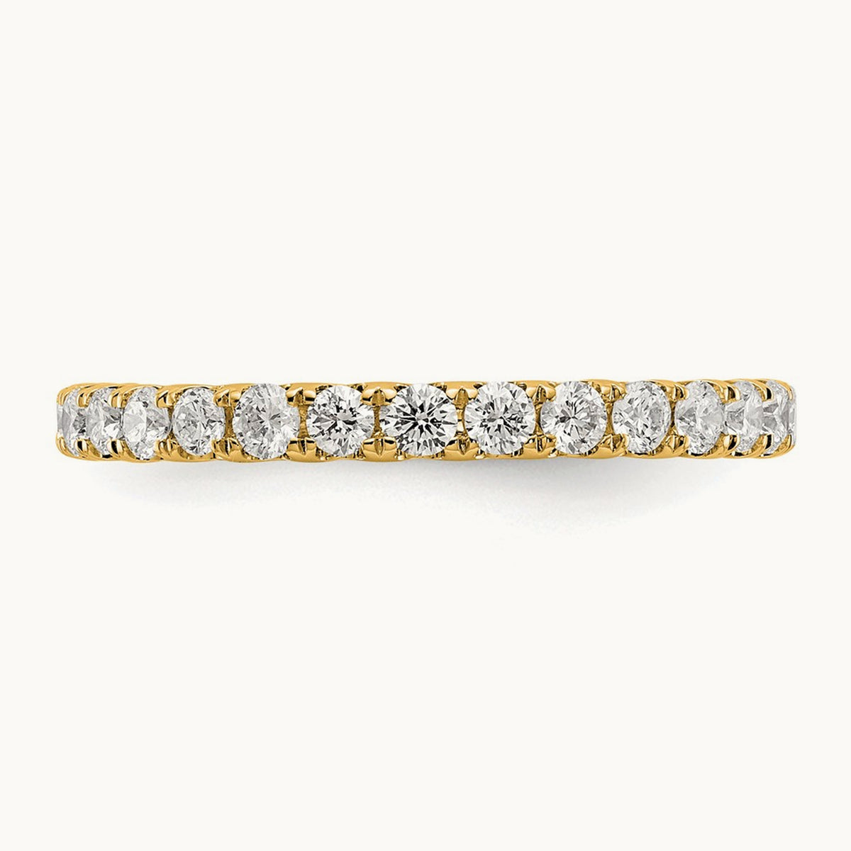 Polished U Shared Prong Diamond Eternity Band, 1.00 ct tw — 14K Yellow Gold