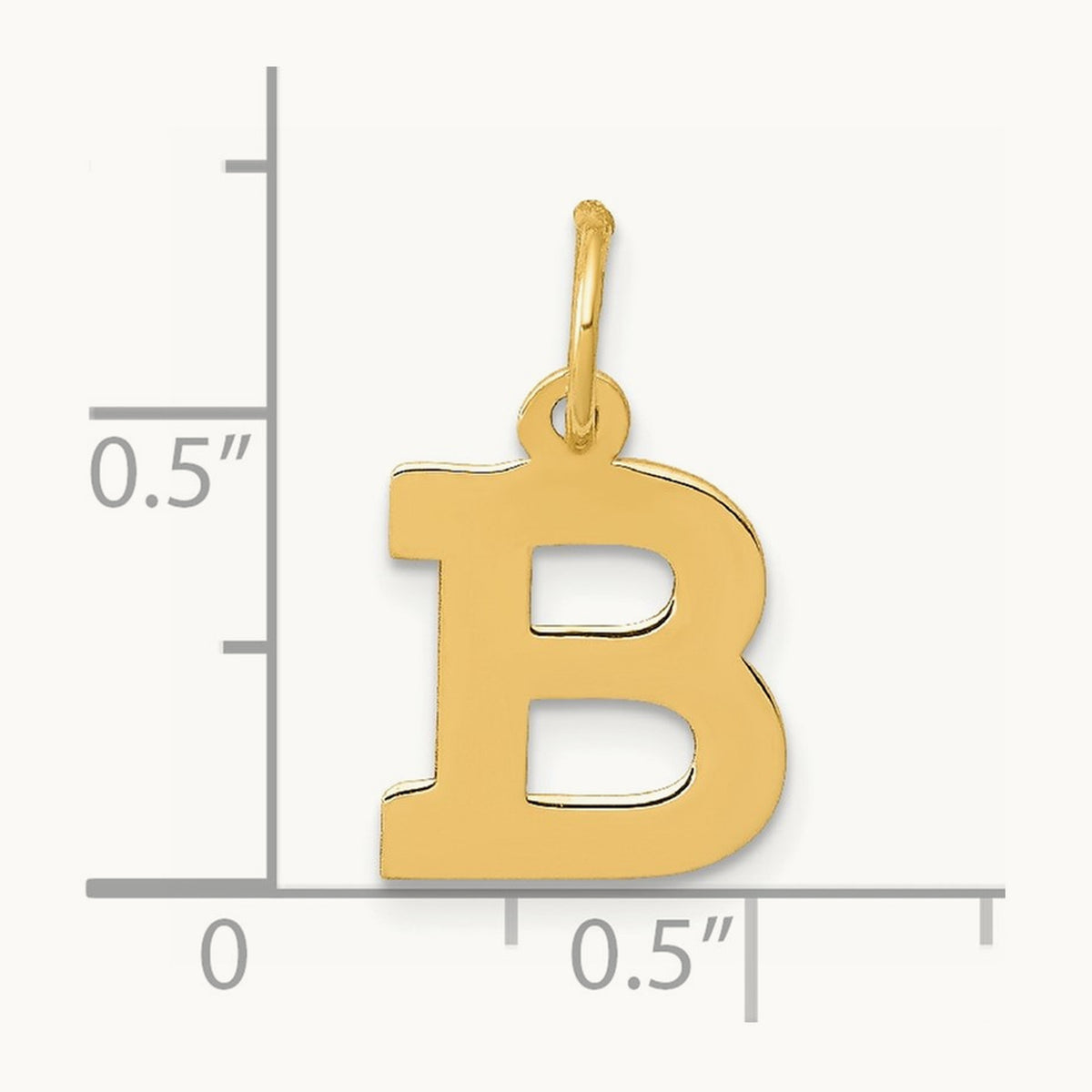 Small Block Initial Charm — 14K Yellow Gold, B