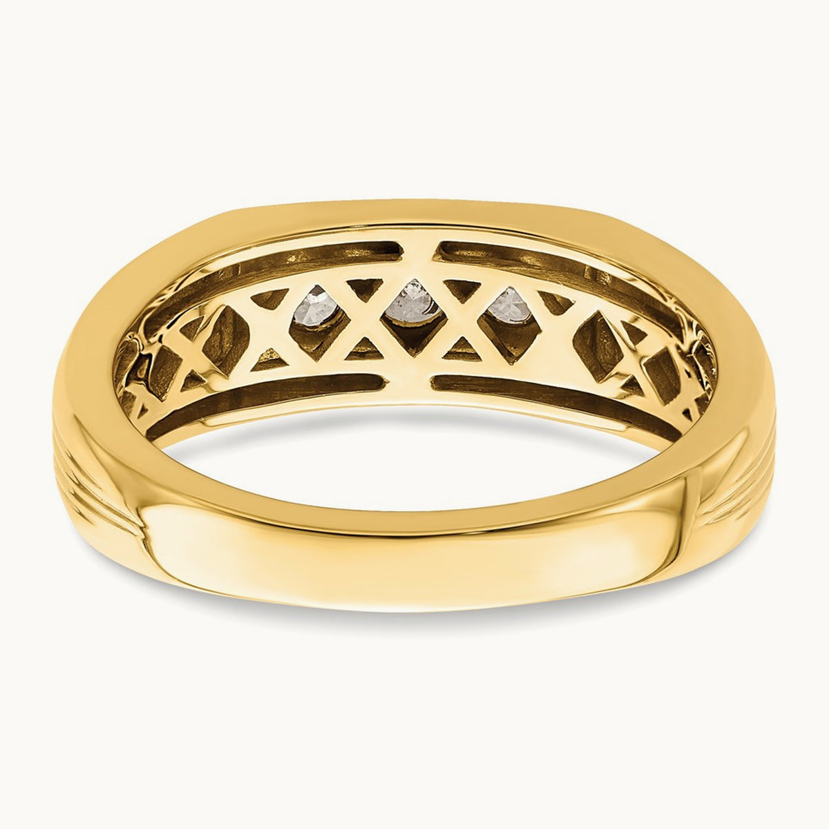 3-Stone Complete Diamond Men's Ring, 14K