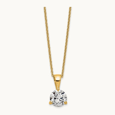 1 ct Lab Grown Diamond VS/SI+ G+ 18 in Comp Solitaire Pendant Necklace, 14K