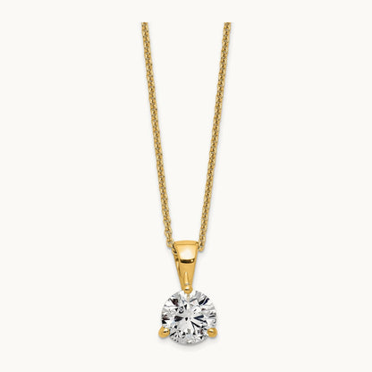 1 ct Lab Grown Diamond VS/SI+ G+ 18 in Comp Solitaire Pendant Necklace, 14K