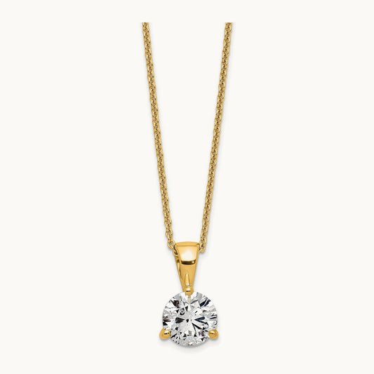 1 ct Lab Grown Diamond VS/SI+ G+ 18 in Comp Solitaire Pendant Necklace, 14K