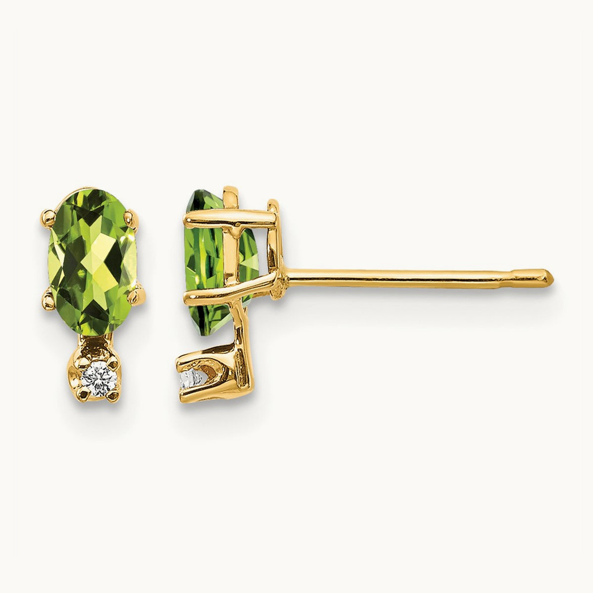 Diamond & Peridot Birthstone Earrings, 14K