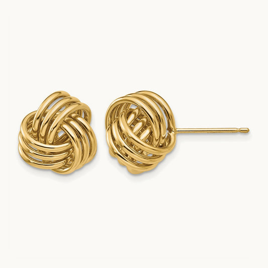 Polished Triple Knot Post Earrings — 12mm