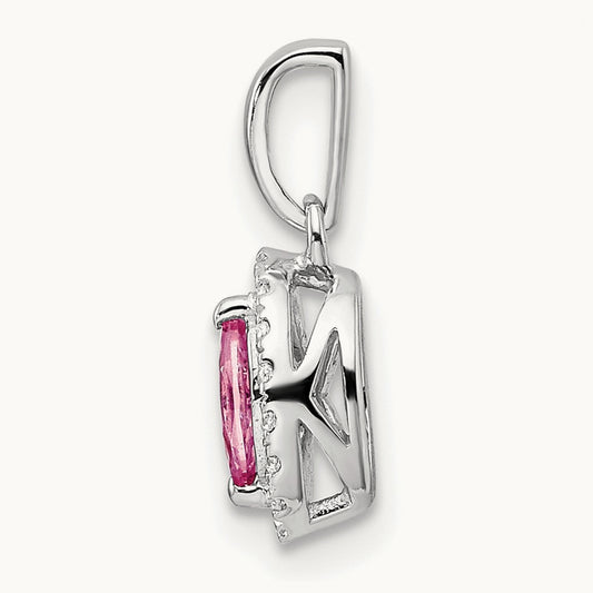 Created Sapphire Oct Birthstone Pendant, 0.10 ct tw Lab-Grown Diamond