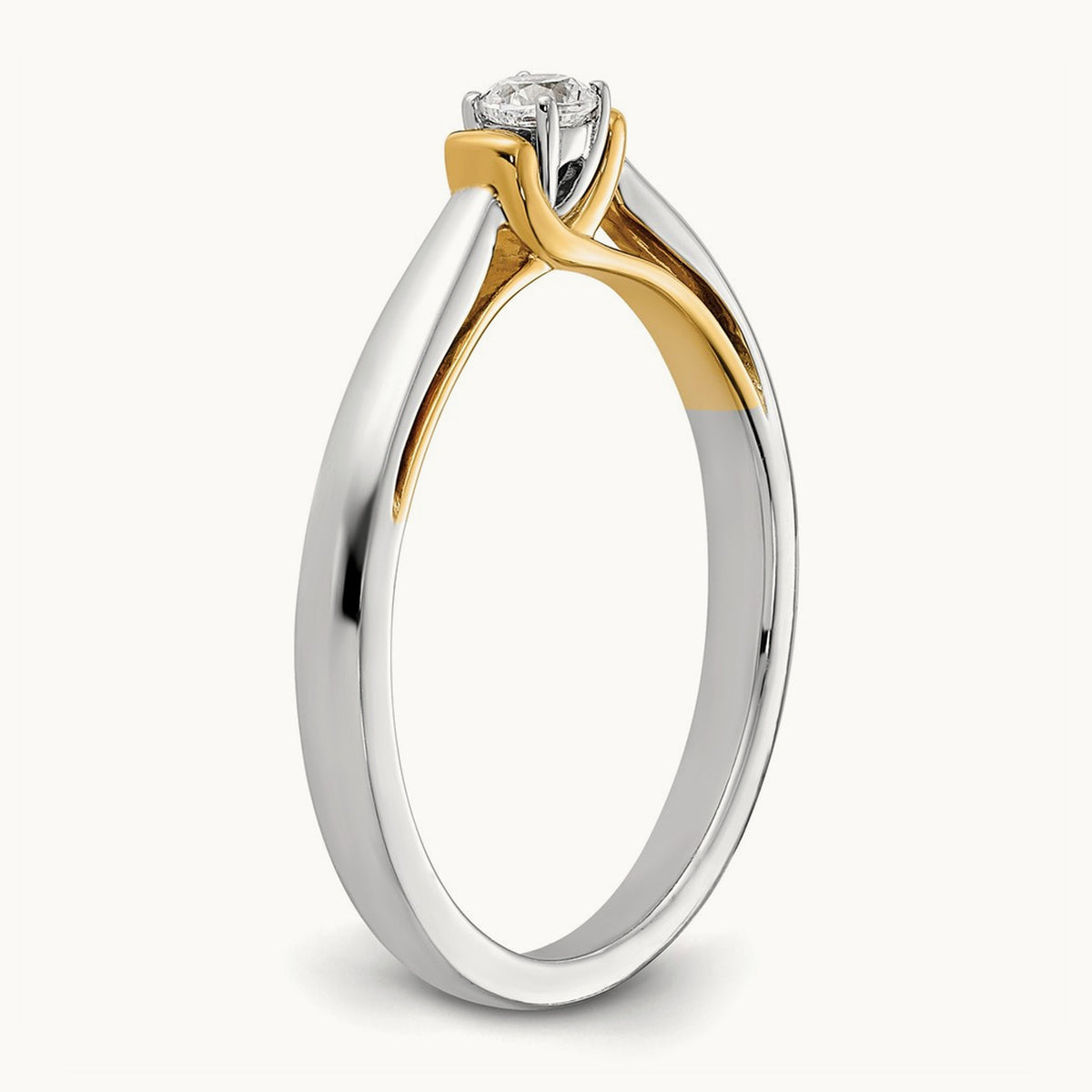 First Promise Polish Comp. Round Dia. Prom/Engagement Ring, 14K Two-tone