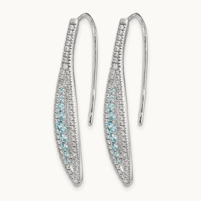 Diamond and Aquamarine Earrings, 14K White Gold