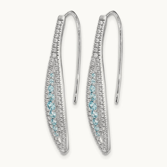 Diamond and Aquamarine Earrings, 14K White Gold