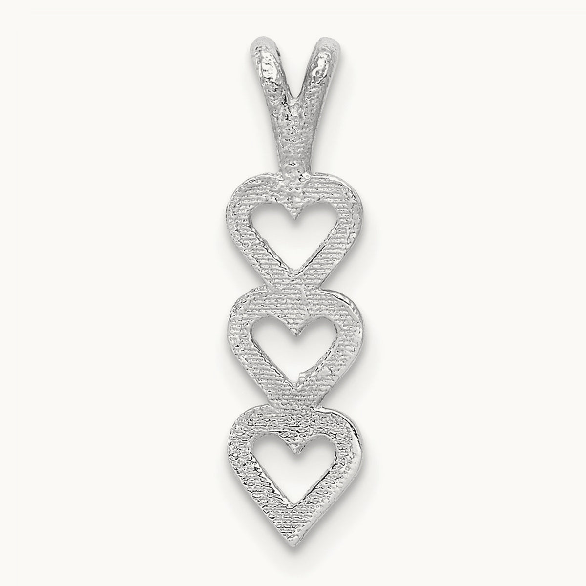 Triple Heart Pendant, 14K White Gold
