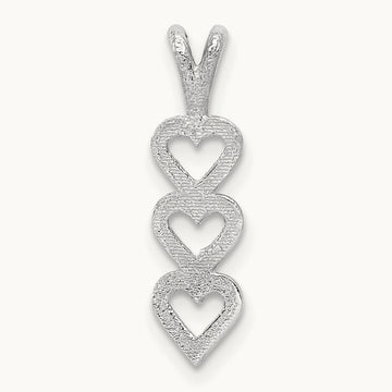 Triple Heart Pendant, 14K White Gold