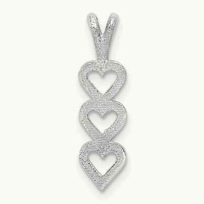 Triple Heart Pendant, 14K White Gold