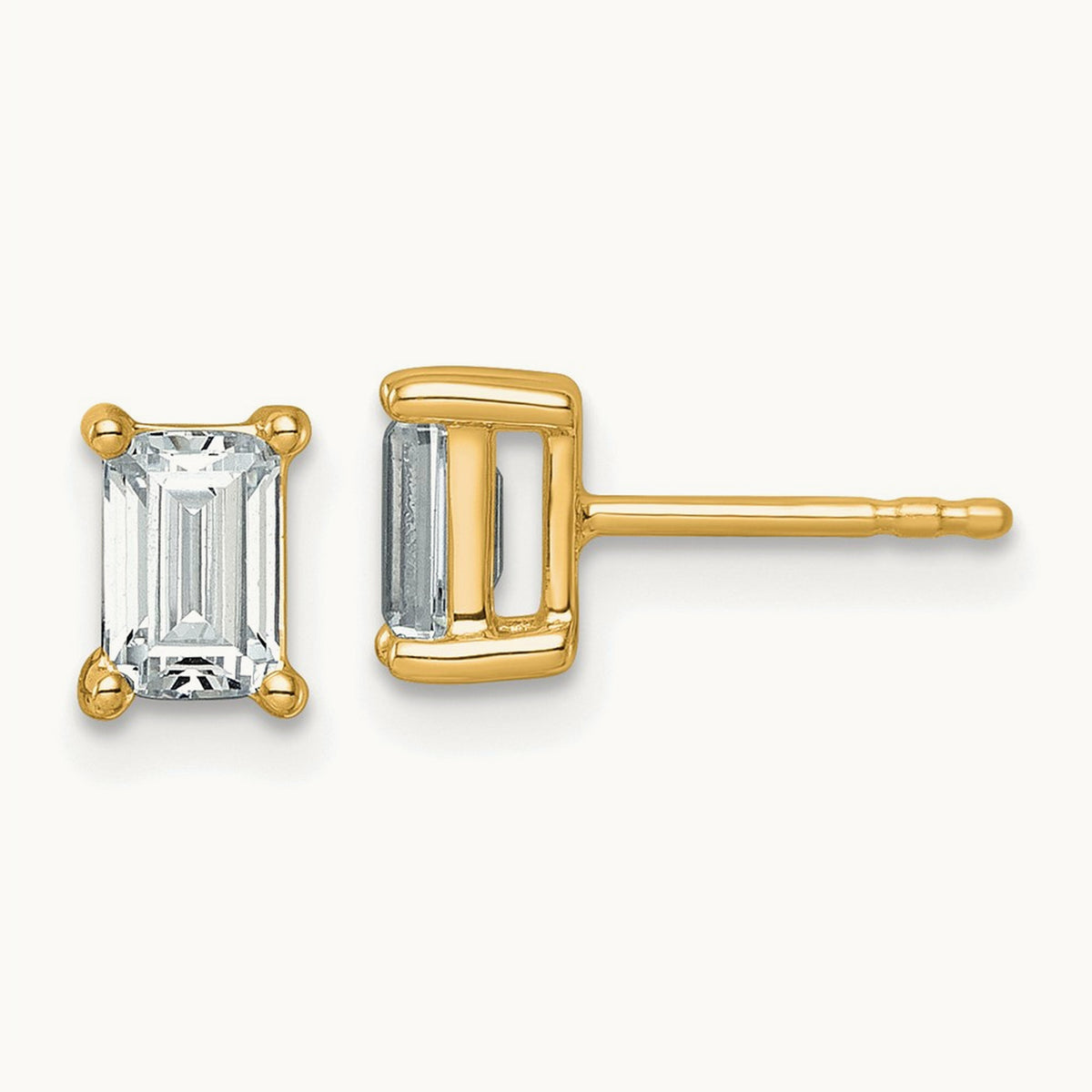 Emerald Four-Prong Stud Earrings, 0.50-6.00 ct tw Lab-Grown Diamond — 1 1/2 ct, 14K Yellow Gold