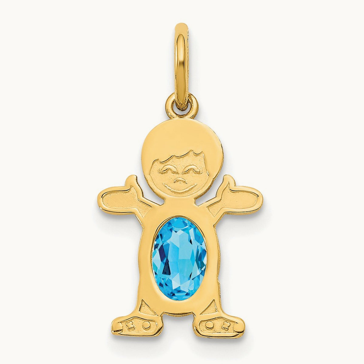 Boy 6x4 Oval Genuine Blue Topaz-December — 14K Yellow Gold