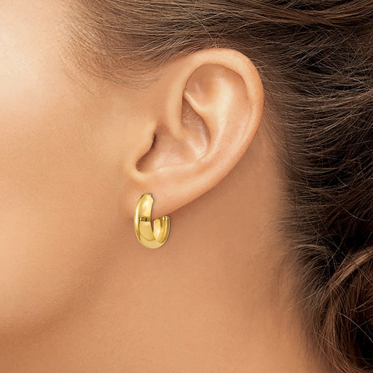 Polished J-Hoop Earrings — 14K Yellow Gold, 6.5mm