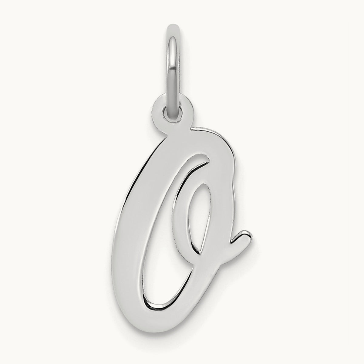 Medium Script Initial Charm — 14K White Gold, O