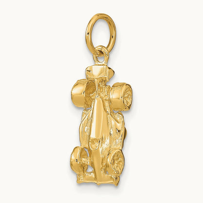3-D Race Car Charm, 14K